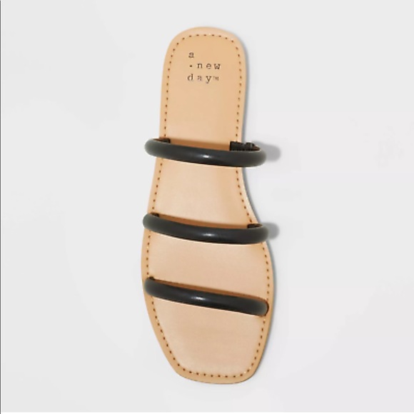 a new day Shoes - Wren Triple Strap Square Toe Slip On Sandals